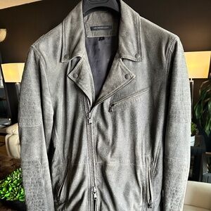 John Varvatos Olive Suede Moto Jacket